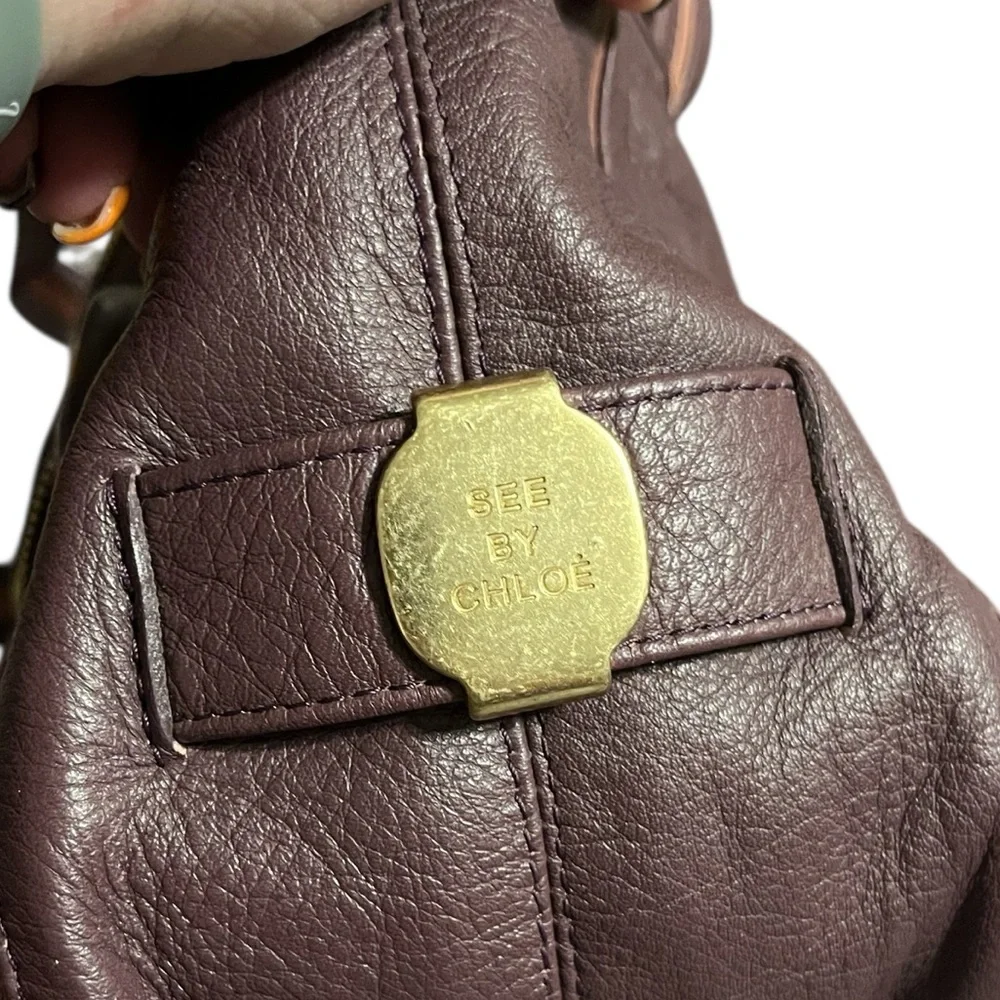See By Chloe Brown Leather Shoulder Bag with Tan Accents - Picture 4 of 14